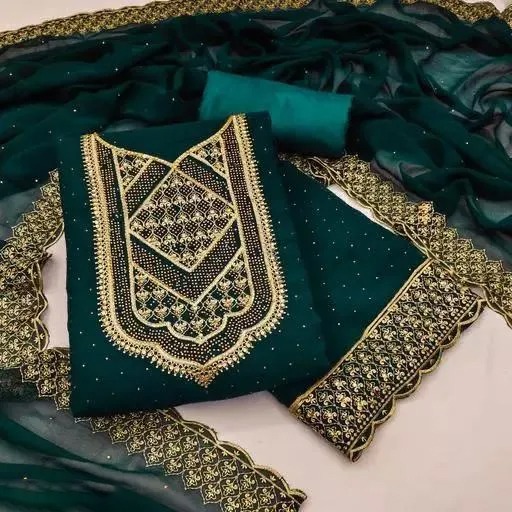 Advaxe Embroidery georgette 4 pcs with stone work= - Image 1